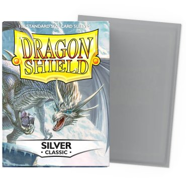 100 pochettes classic format standard silver dragon shield 