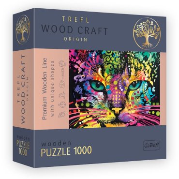 wooden puzzle 1000p colorful cat trefl boite de jeu 