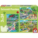 Puzzle 3x24 pièces - Journée au Zoo