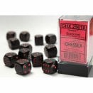 Set de 12 dés D6 16mm Polyhédraux opaque Noir et Rouge - Chessex