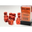 Set de 12 dés D6 16mm Polyhédraux opaque Orange et Noir - Chessex