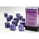 Set de 12 dés D6 16mm Polyhédraux opaque Violet et Blanc - Chessex